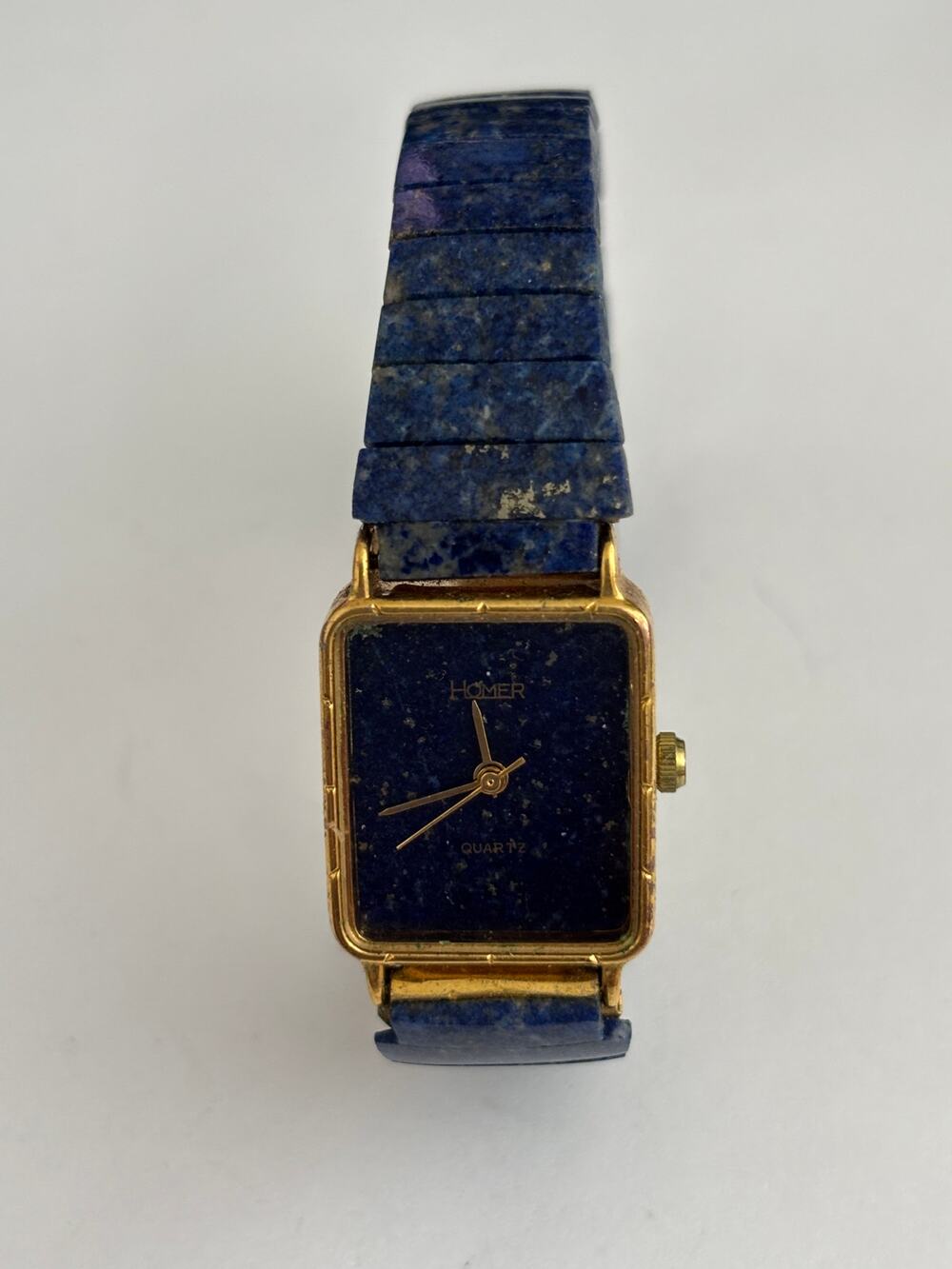 Vintage Homer Watch Genuine Lapis Lazuli Dial Stretch Bracelet